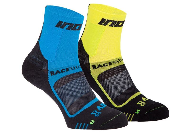 Inov-8 Race Elite Pro (Twin Pack) Mens Running Socks Black Blue/Black Yellow Australia (REDBLJ523)